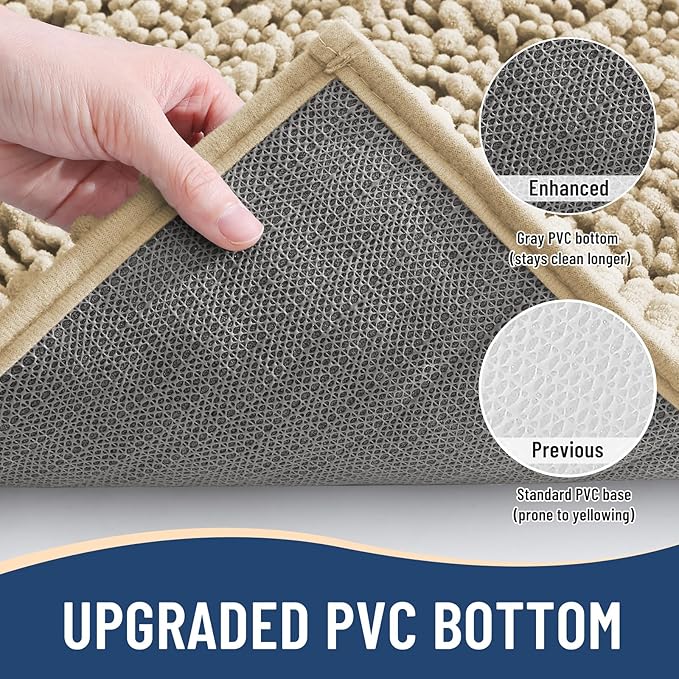 Arotive Luxury Chenille Bathroom Rug Mat, Extra Soft Thick Absorbent Shaggy Bath Rugs, Non-Slip Machine Wash Dry, Plush Bath Mats for Bathroom, Shower and Tub, 30x17, Beige