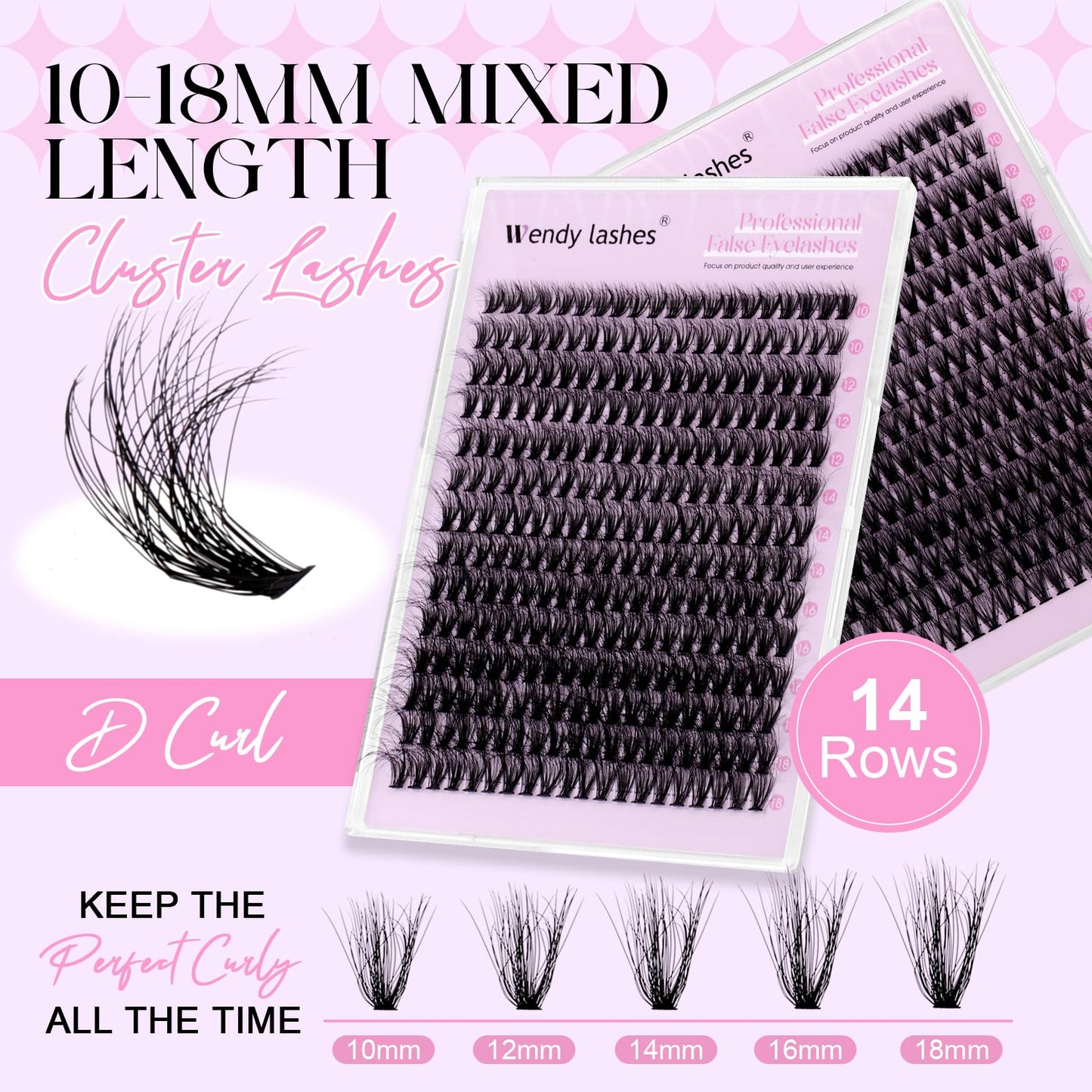Lash Clusters 40D Wispy Individual Lashes 280PCS 3D Volume Lash Extensions 10-18mm Natural DIY Cluster Lashes for Beginners(40D,