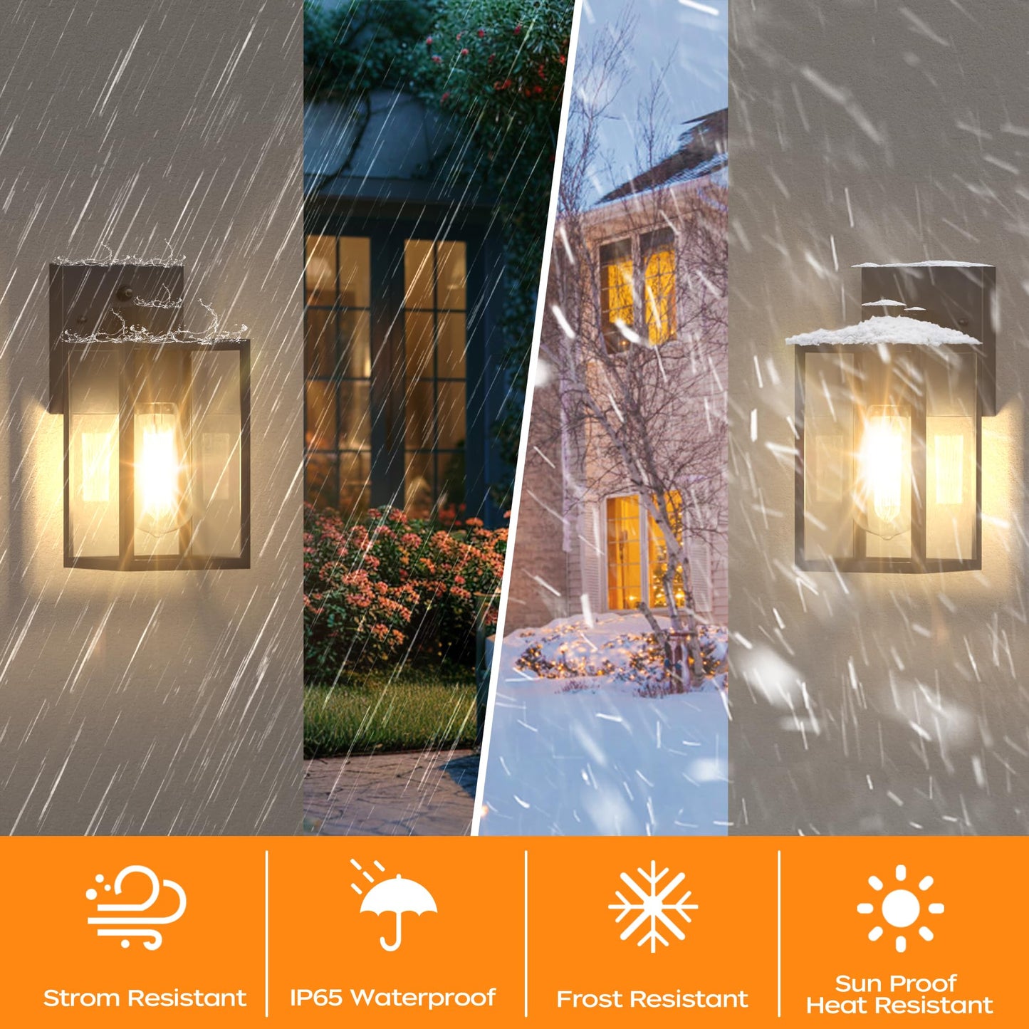 Wihtu Outdoor Sconce Lights - Waterproof Black Wall Lanterns, Metal, Model Wtwl161Ab2, 2 Pack For Garage & Doorway