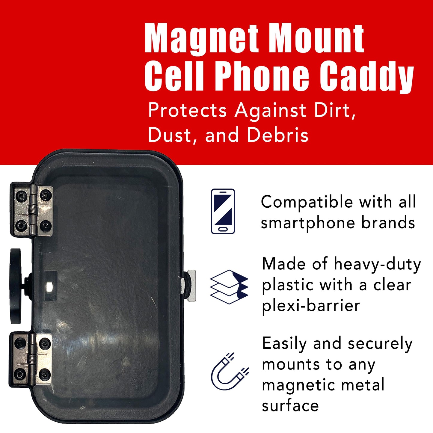 Gearhaul Callhaul Magnetic Phone Mount - Made In Usa, Universal Ultra-Strong 50+ Lbs Hold - Phone Holder For Skid Steer, Mowers,