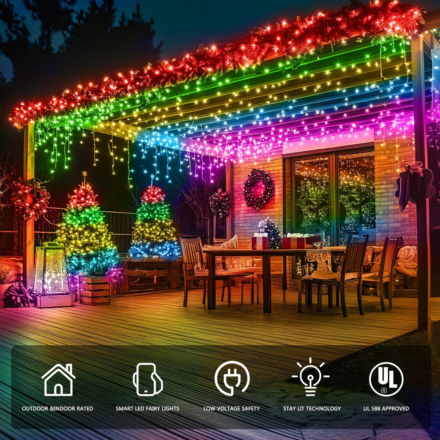 Jmexsuss 200 Led Rgb String Light Outdoor Indoor  Christmas Lights Outdoor Clear Wire Christmas Lights Plug In For Bedroom Tree Room Party Birthday Decorations
