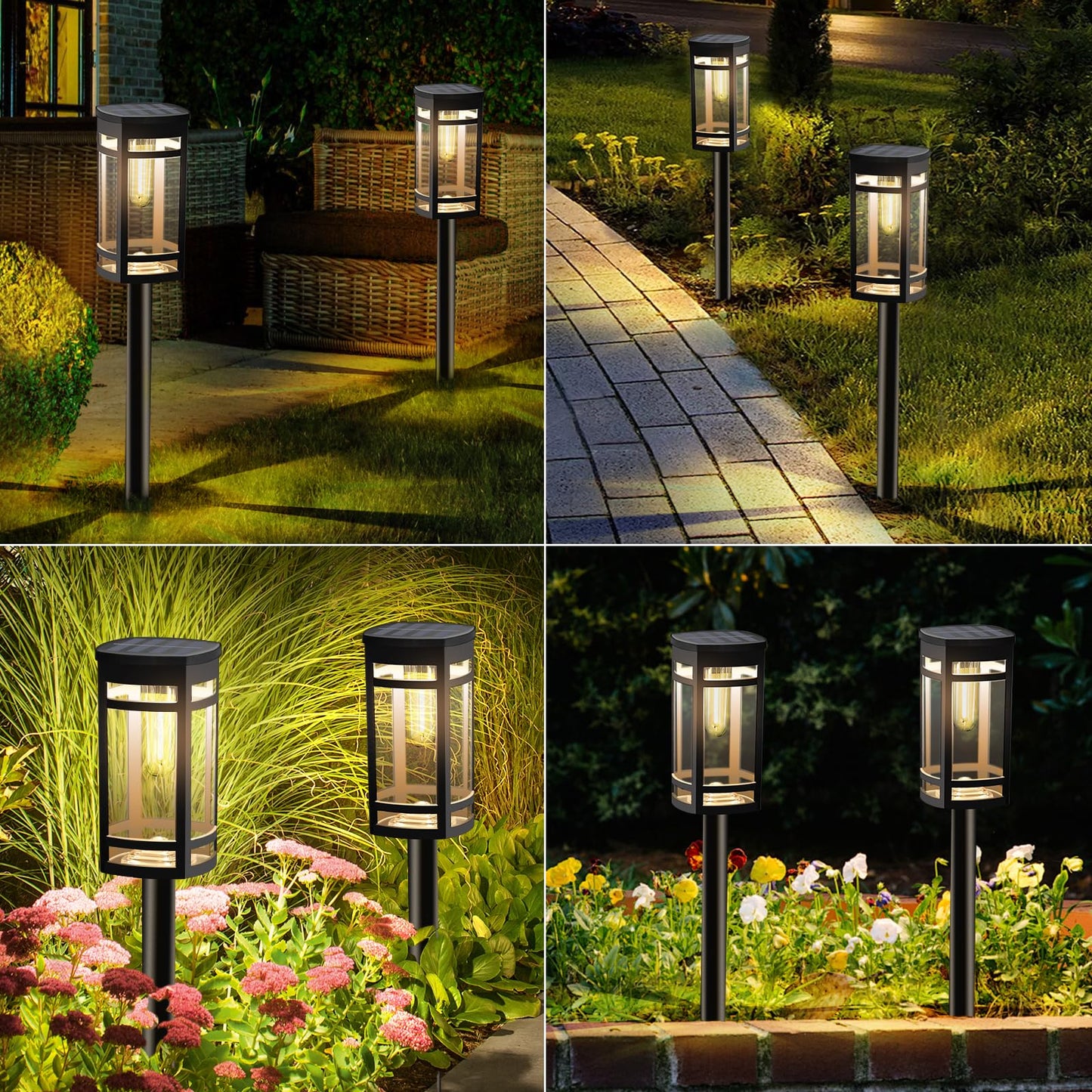 Excmark 8 Pack Solar Lights Outdoor Waterproof For Garden Pathway Walkway Driveway Yard Lawn Decorative Landscape Lighting. (Warm White Light  8)