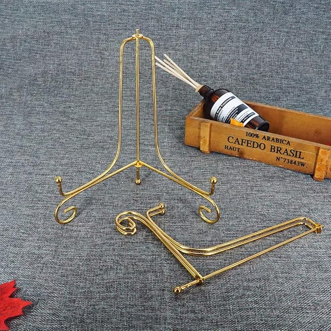 LIONWEI LIONWELI 8 Inch Gold Iron Plate Stand Holder Easel Display Stand for Plate?Picture?Photo and More,3 pcs.