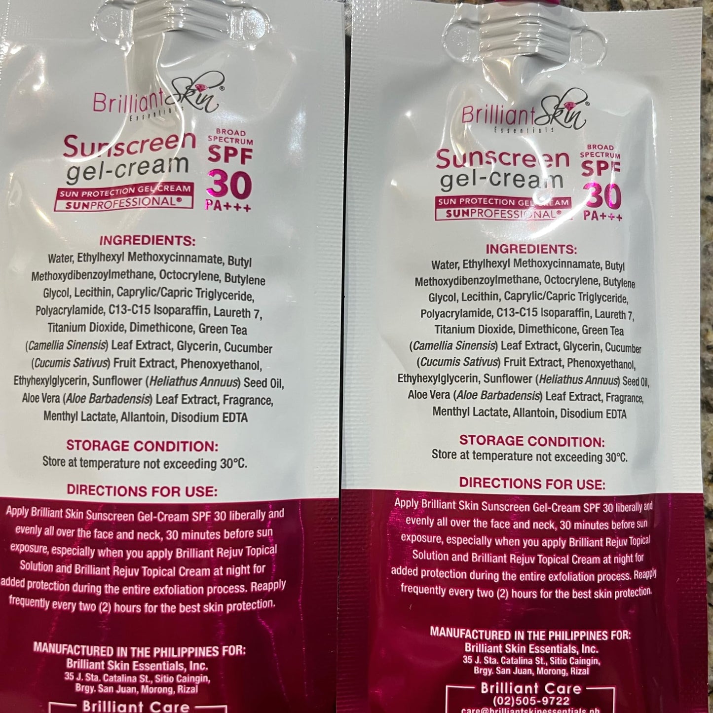 Brilliant Sunscreen Gel-Cream, SPF 30, 2 Pack
