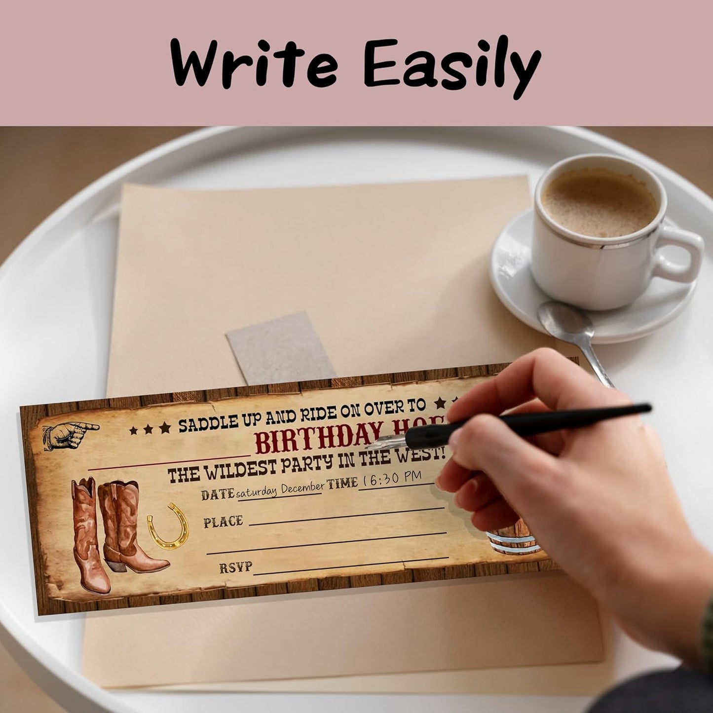 Retro Birthday Cards-The Wildest Party Ticket Invite Cards-Retro West Boots Birthday Invitation with Envelopes for West Lovers-Celebration Party Favor & Supplies (20 Packs)-A22