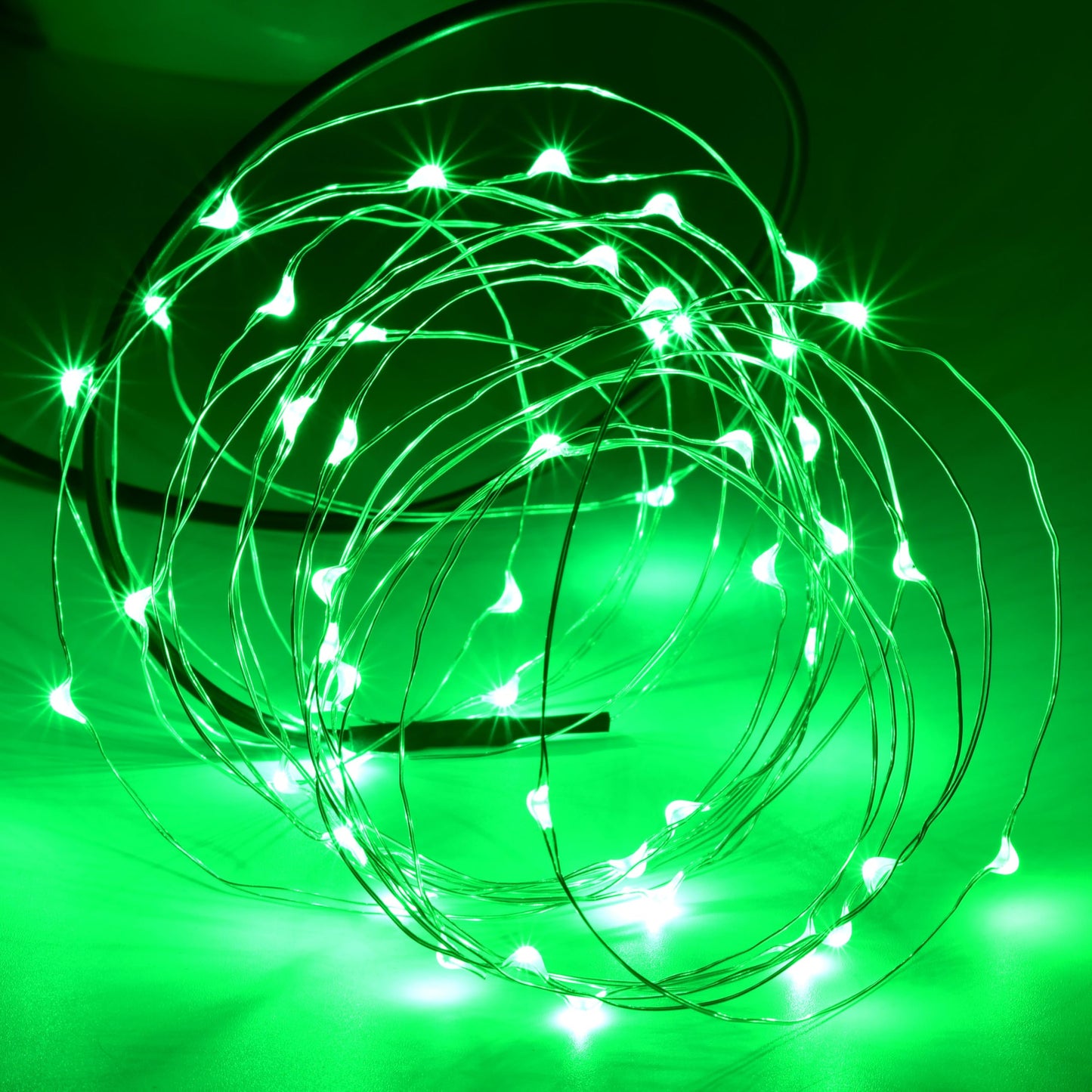 Karlling Usb Plug In Led Fairy Lights 2 Packs Of 50 Led Bulbs 16 Ft Silver Wire Waterproof Starry String Lights For Bedroom Patio Garden Party Wedding Commercial Lighting (Green)