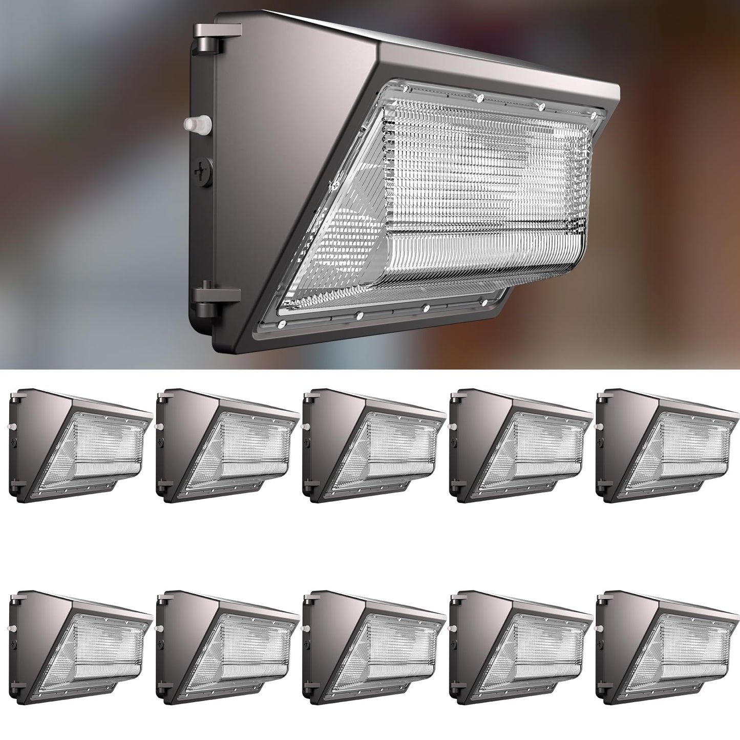 Lightdot 10Pack 100W Led Wall Pack Lights  100-277V Dusk To Dawn Photocell  15000Lm(150Lm/W) 5000K Ip65 Wall Mount Outdoor Exterior Lighting  Energy Saving  Etl | 5-Year Warranty(Height:6-15Ft)