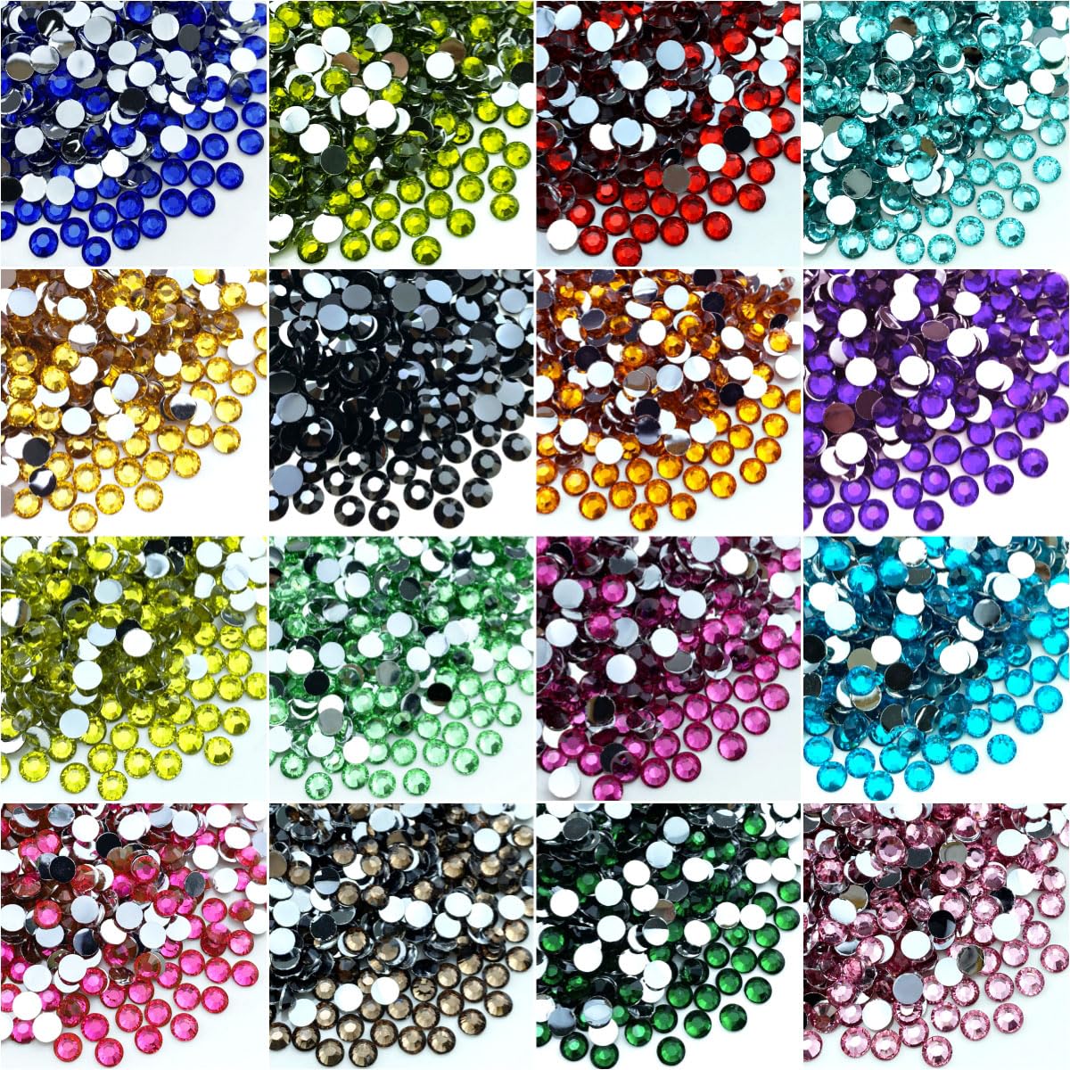 Jmassyang 10000 Pieces 3mm Resin Flatback Rhinestone Round Bling Glitter Rhinestones for Nail Art Mugs Tumblers Bottles Crafts D