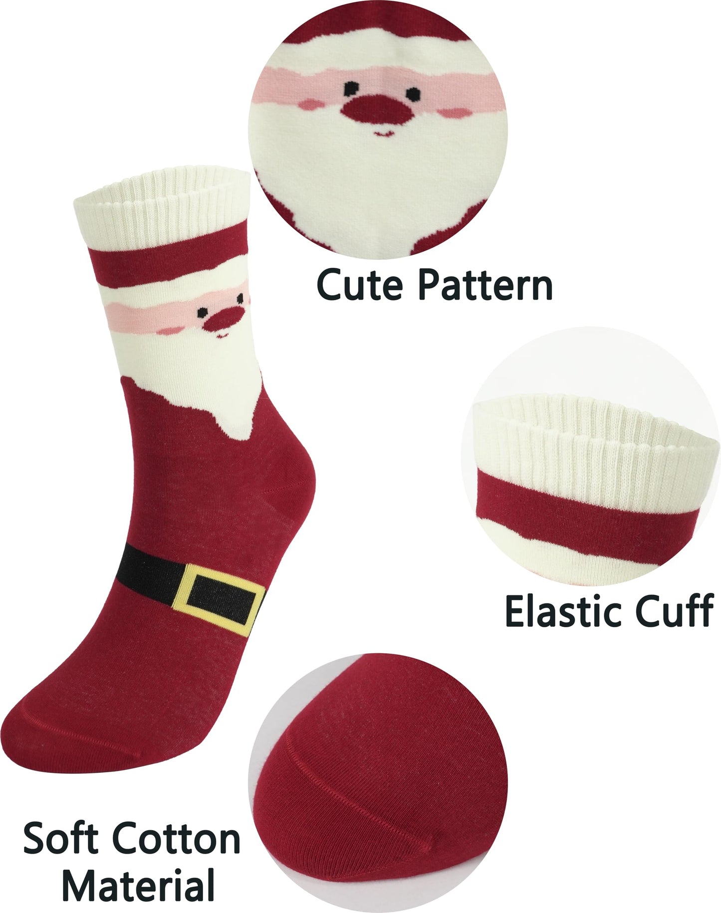 BenSorts Women's Cute Socks Christmas Fun Dress Socks Calf Crew Socks Gifts for Women Girls Mom 6 Pairs Size 5 6 7 8 9 10 11