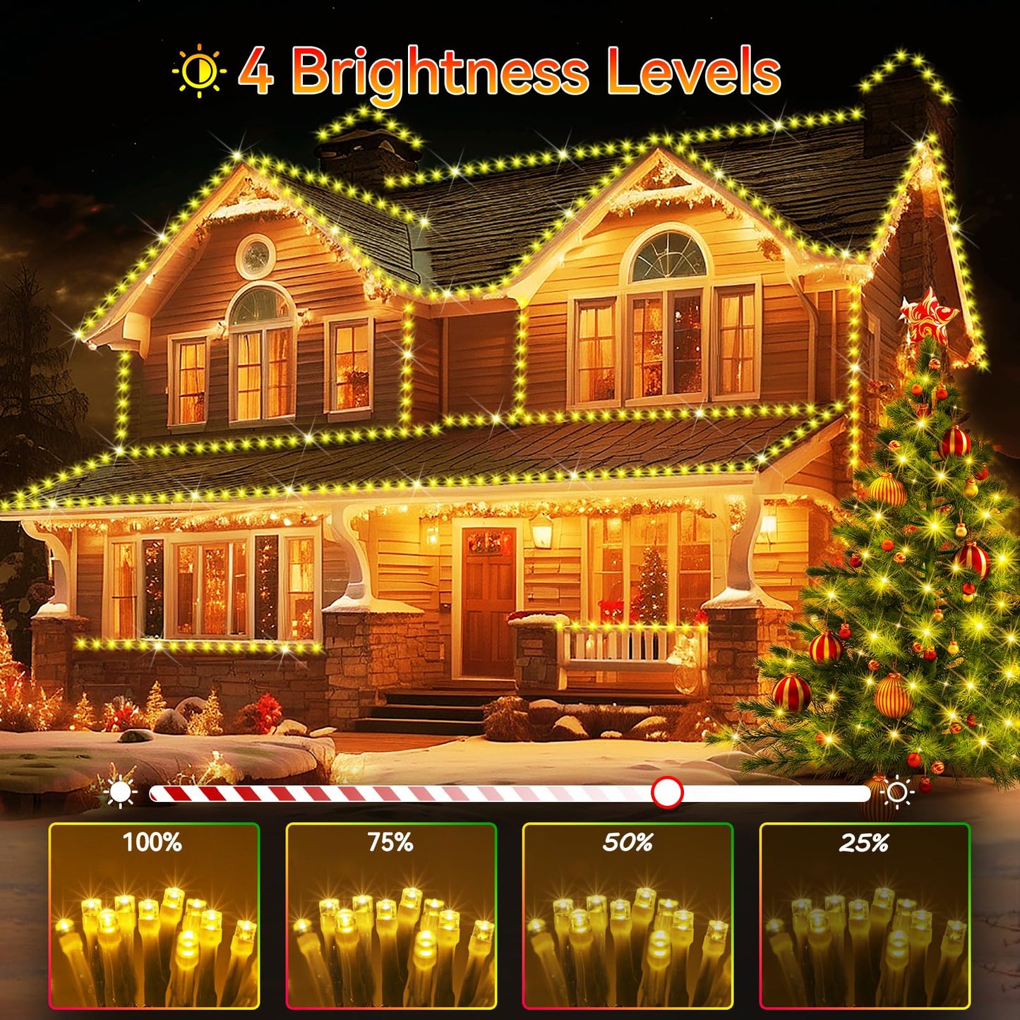 Hezbjiti 1000 LED Christmas String Lights, 403 FT, IP44 Waterproof, Warm White, Clear Wire, Model HB01-MNO1005-JDY