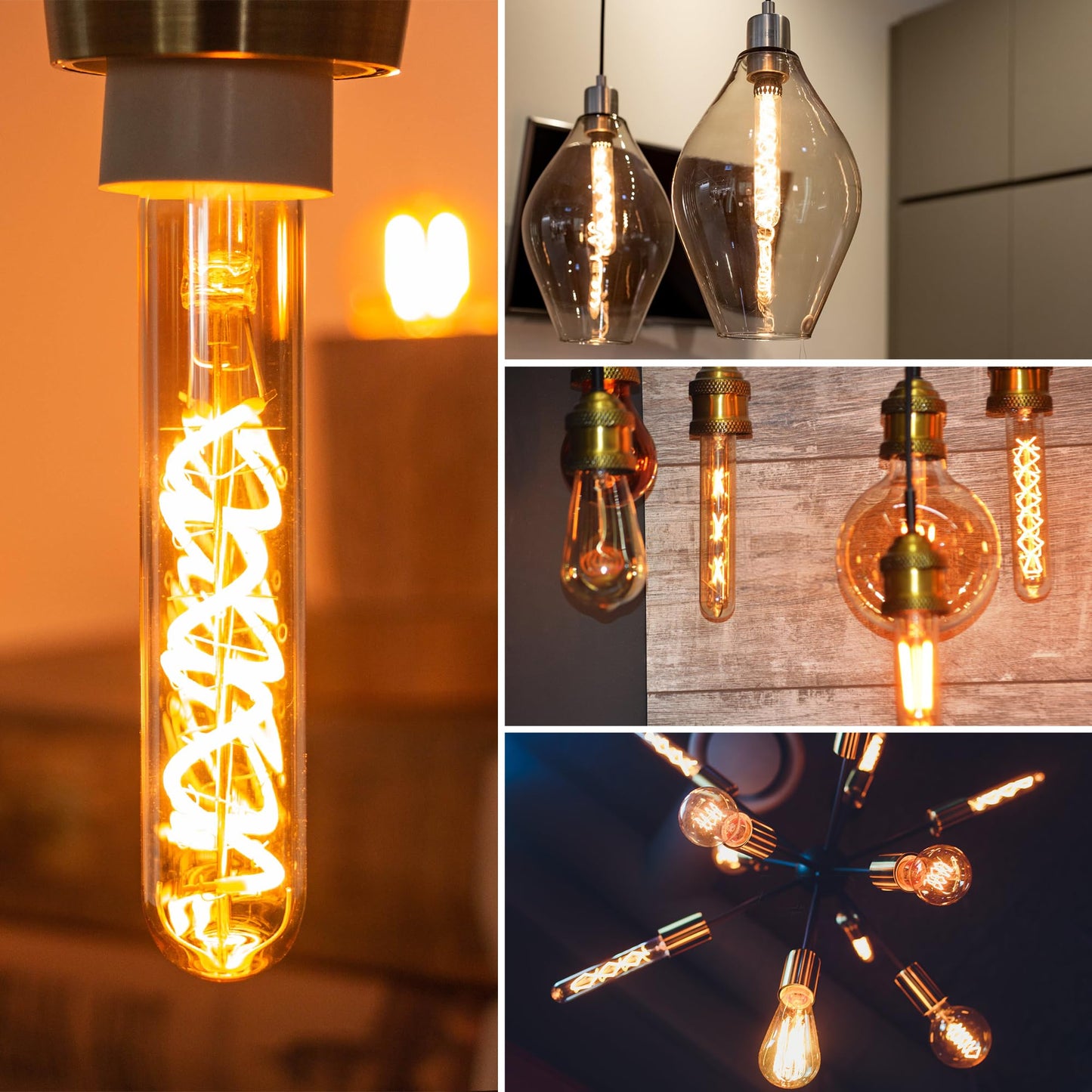 Grensk E12 Candelabra Tubular Led Light Bulbs T20 3W Edison Chandelier Light Bulb Equivalent To 25W 2200K Warm Light Amber Vintage Filament Bulb For Home Or Commercial Lighting Non-Dimmable 6Pcs