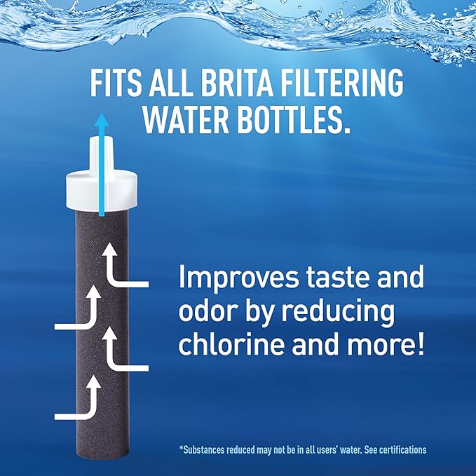 Brita Stainless Steel Premium Filtering Water Bottle, BPA-Free, Reusable, Insulated, Replaces 300 Plastic Water Bottles, Filter Lasts 2 Months or 40 Gallons, Includes 1 Filter, Glacier - 20 oz.