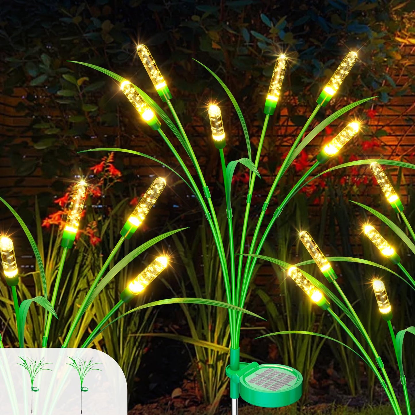 TopVelo Solar Garden Lights 2 Pack, 16LED Waterproof 30in Gold Yard Light
