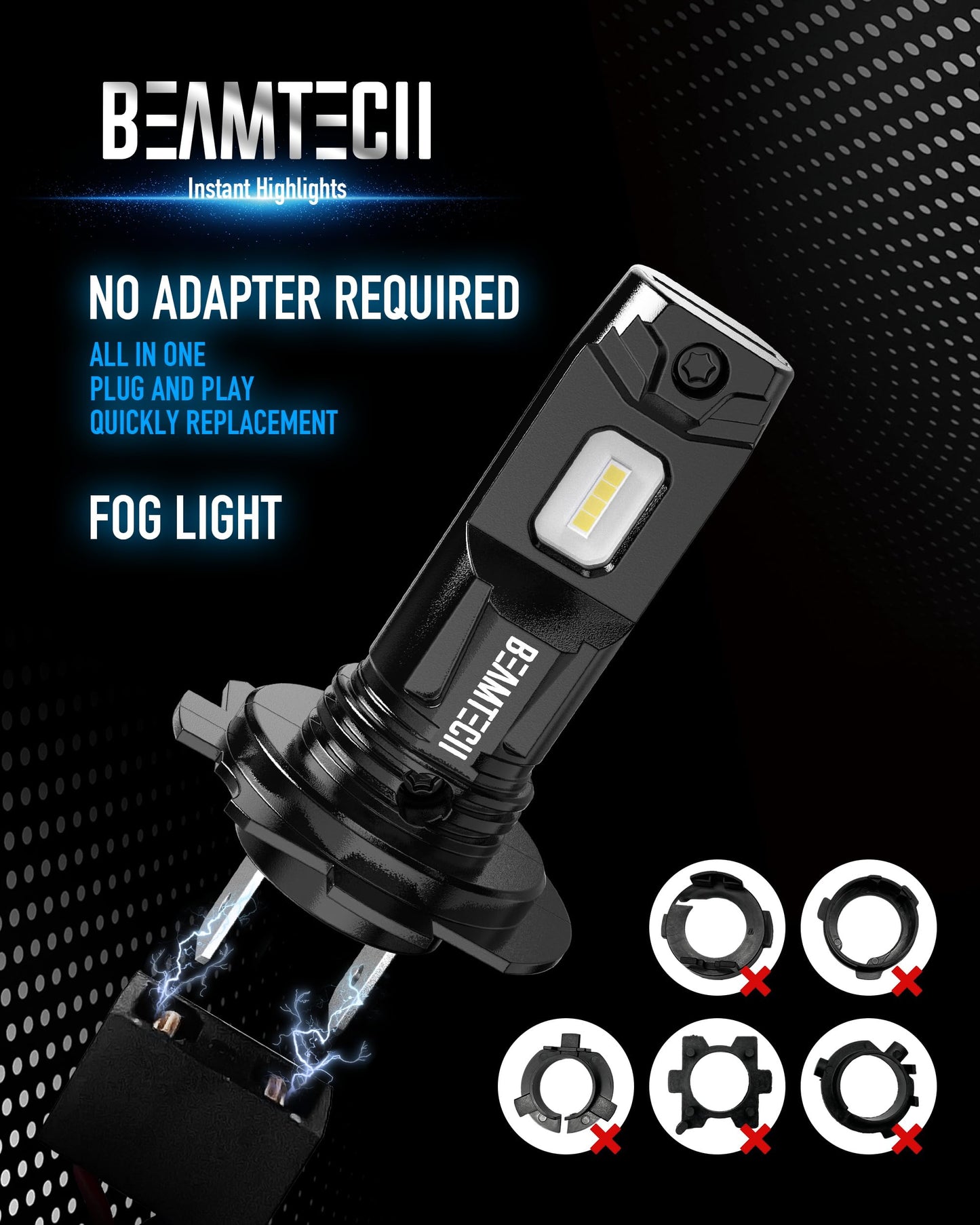 Beamtech H7 Fog Bulb  Fog Light Pack Of 2 Fog Light For Atvs  Powersports Accessory Lights