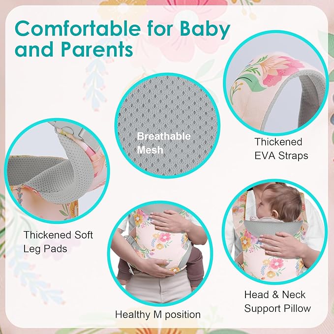 Baby Carrier, Ergonomic Adjustable Toddler Carriers for 7-33 Lbs, Cozy Lightweight Infant Carrier with Neck Support, Baby Chest Carriers with Lumbar Support for Parents (3-36 Months)