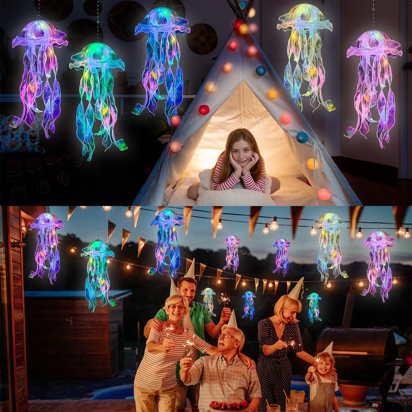 Jellyfish Decorations -10 Pcs Jellyfish Lanterns, Hanging Jelly Fish Decorations, for Mermaid Theme Party Under The Sea Party Decorations & Ocean Themed Party Decorations Supplies Birthday Gifts