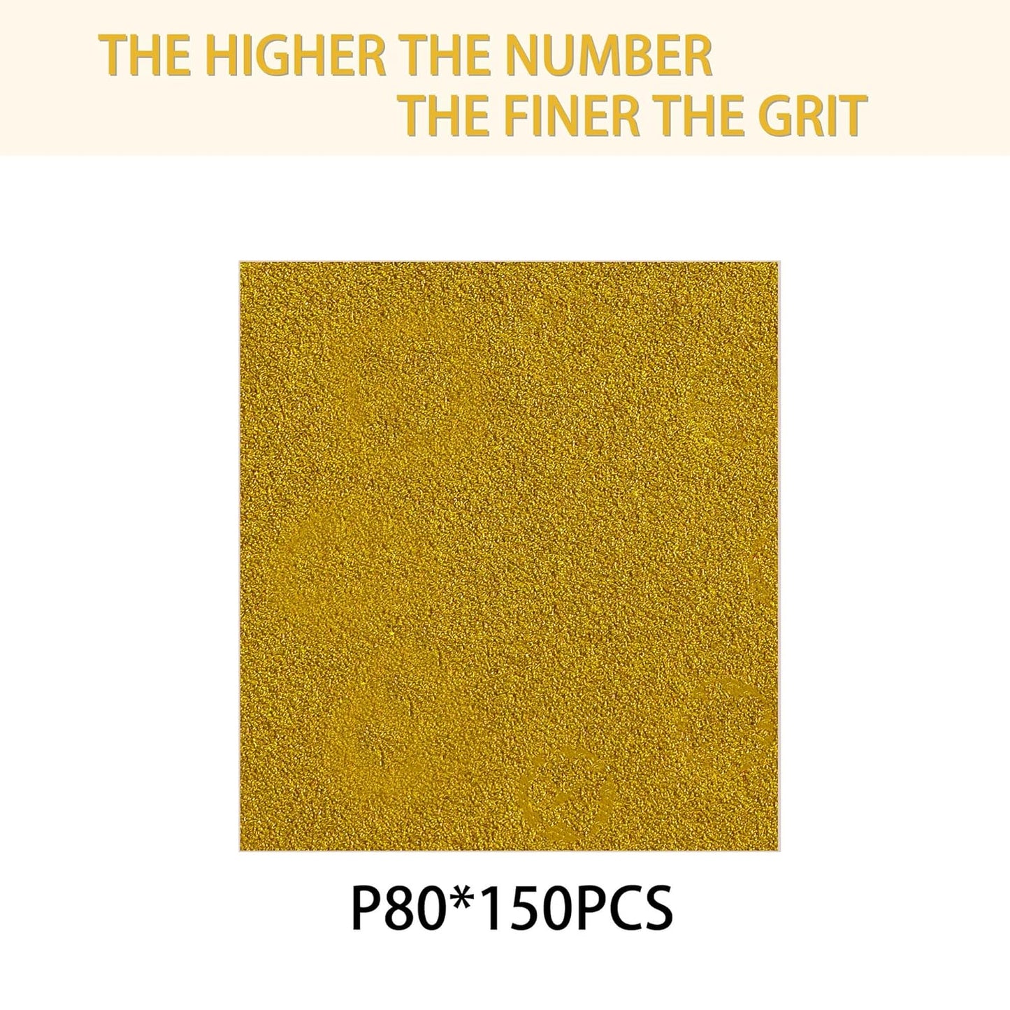 150PCS 80 Grit Gold Sanding Discs, 5-Inch 8-Hole Sandpaper for Random Orbital Sander,for Automotive or Woodworking