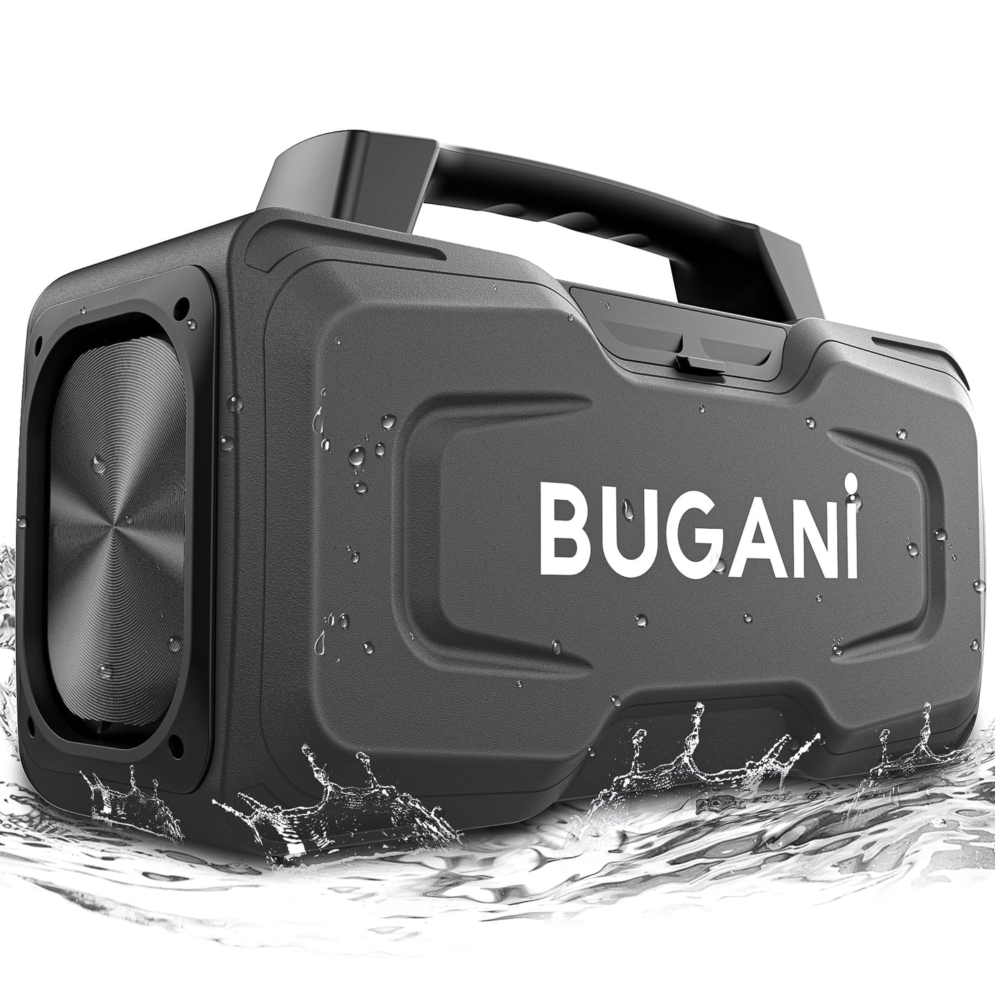 BUGANI Bluetooth Speaker, 80W Waterproof, 24H Playtime, Portable, Black, Model m118