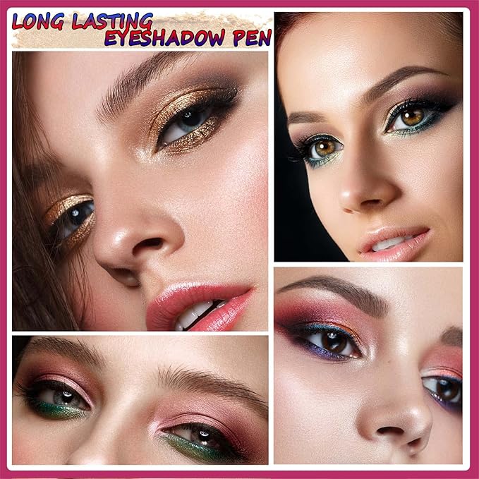 Blue Eyeshadow Stick, Cream Smooth Glitter Shimmer Single Eyeshadow Pencil, Hypoallergenic Waterproof Long Lasting Halloween Eye Shadow Highlighter Stick Eye Liner Pen (Blue Shimmer #16)