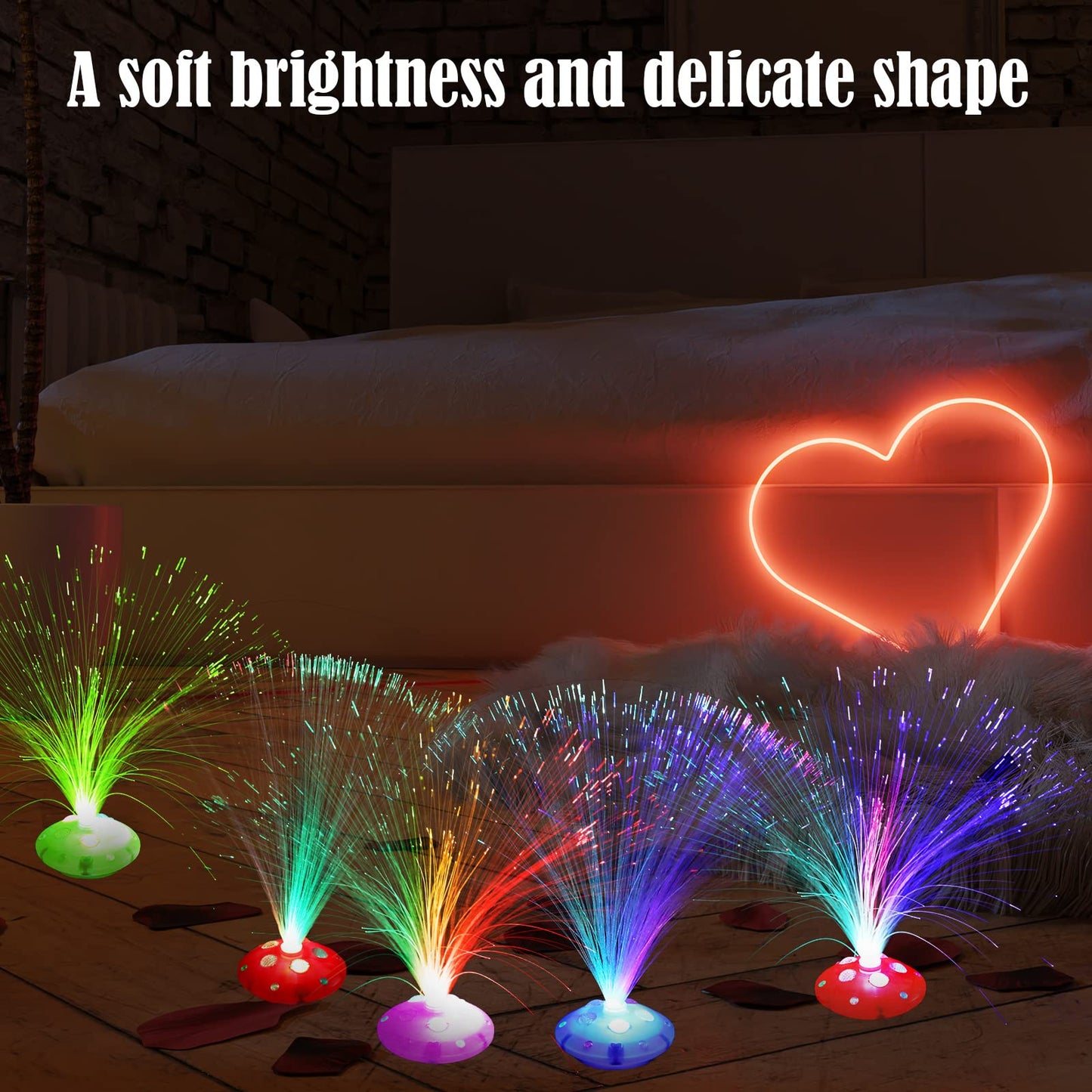Retisee 12 Pcs Fiber Optic Lamp Multicolored Centerpiece Optic Lights Battery Powered with Cone Base Illuminated Crystals for Room Wedding Holiday Tables Disco Party