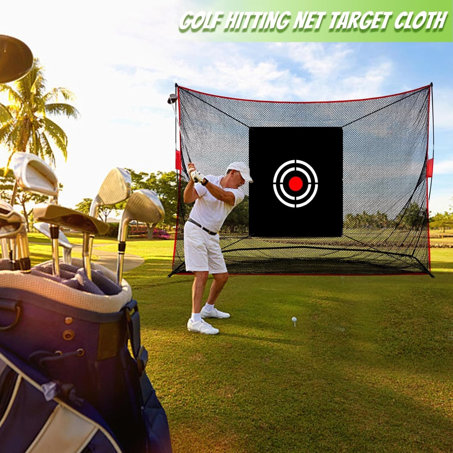 Golf Target Cloth - Black Portable Foldable Easy Setup for Indoor Outdoor Backyard Hitting Practice Training Aid Beginners Men Father Gift
