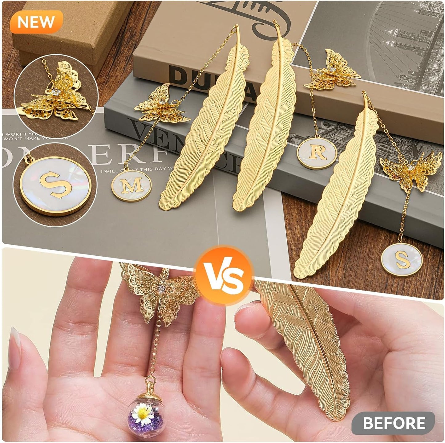 Personalized Initial Metal Butterfly Feather Bookmark for Women Girls Readers Book Lover Birthday Gifts for Women Her Teacher Girlfriend Wife Mom Sister Friend Daughter(A)