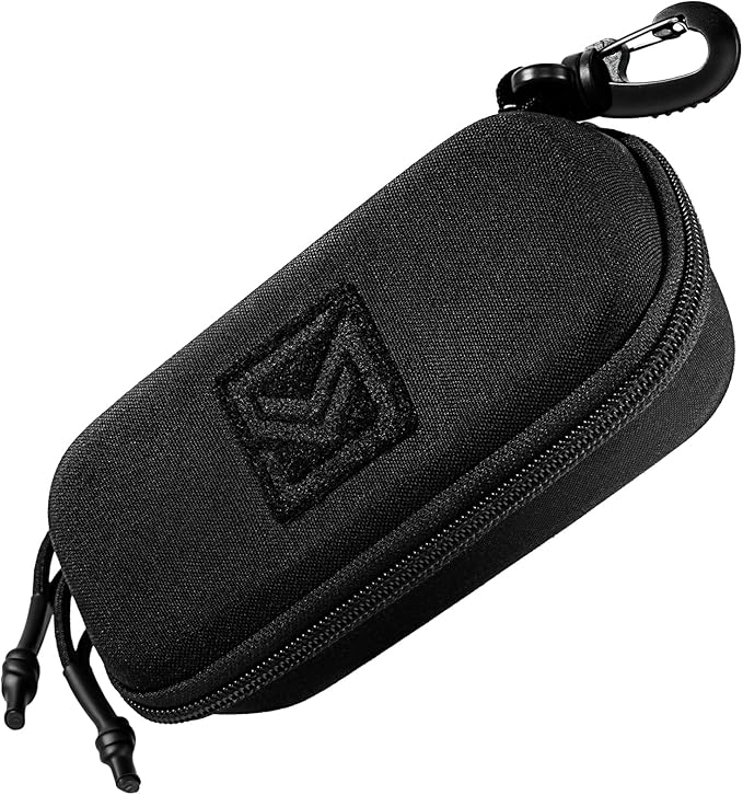 1TG Tactical Molle Sunglasses Case Hard Shell - 180° Zipper Eyeglass Case with 360° Rotatable Clip, Shockproof Glasses Cas...