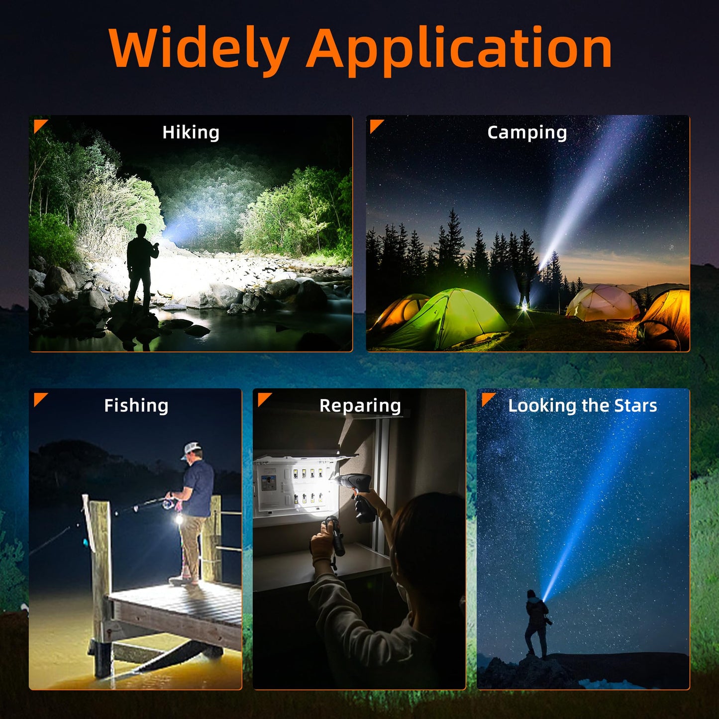 Superfire Flashlights High Lumens Rechargeable  2000 Lumens Super Bright Led Emergency Tactical Flashlight 5 Light Modes Led Camping Flashlights For Home  Mechanic  Hiking(Y16)
