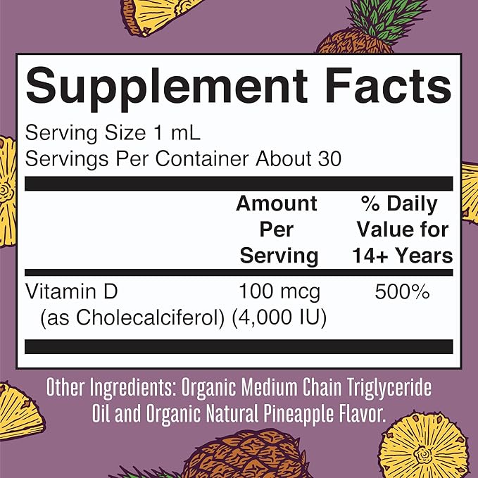 MaryRuth Organics Vitamin D3 Liquid Drops | Megadose 4000 IU | USDA Organic Liquid Vitamin D Spray for Adults & Kids | Immune Support & Bone Health | Vegan | Gluten Free | Non-GMO | 30 Servings