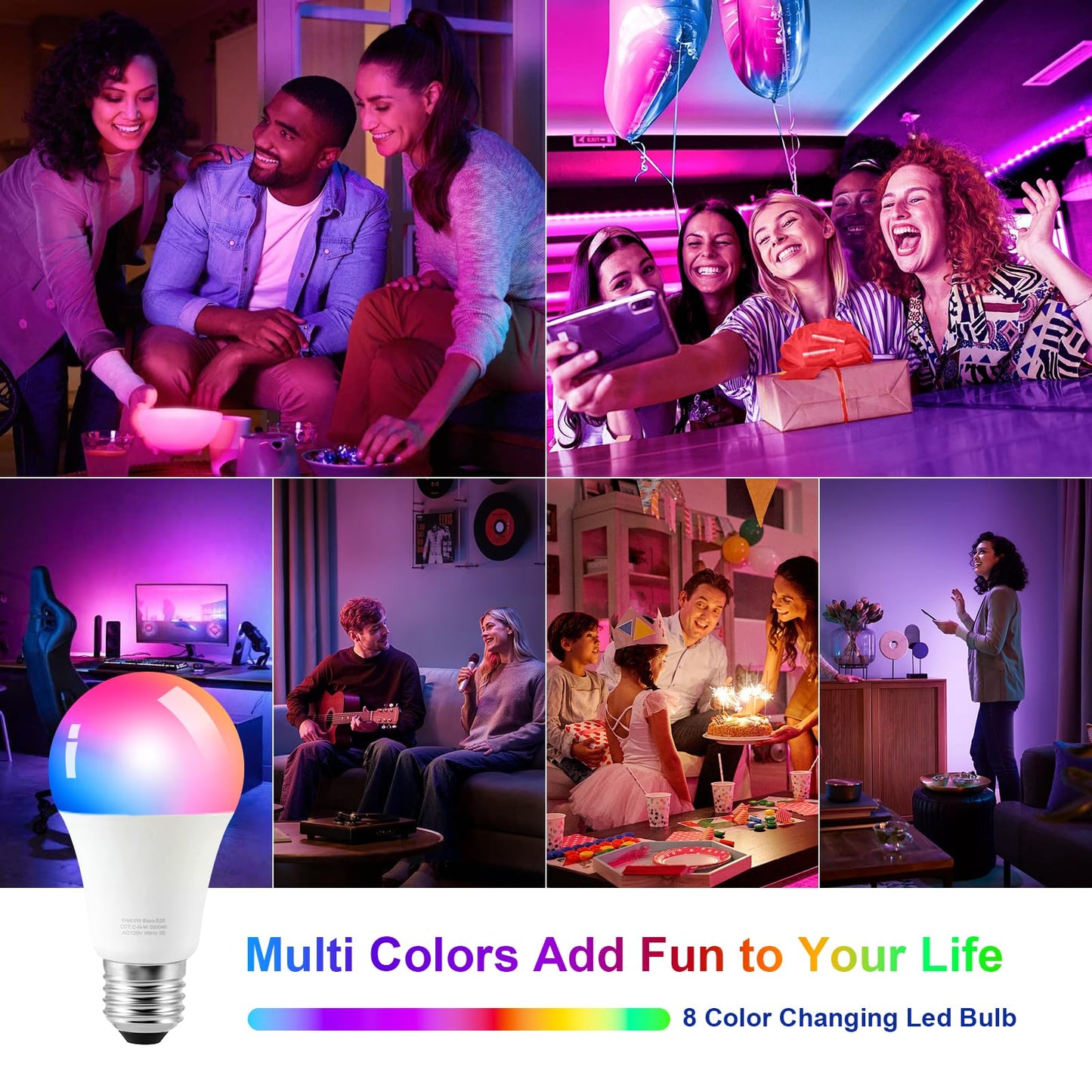 Ambimall 64in  RGB Floor Lamp with Remote Control, Stepless Dimmable, Metal, White Shade & Black Pole, Model RPT-ZGB50515