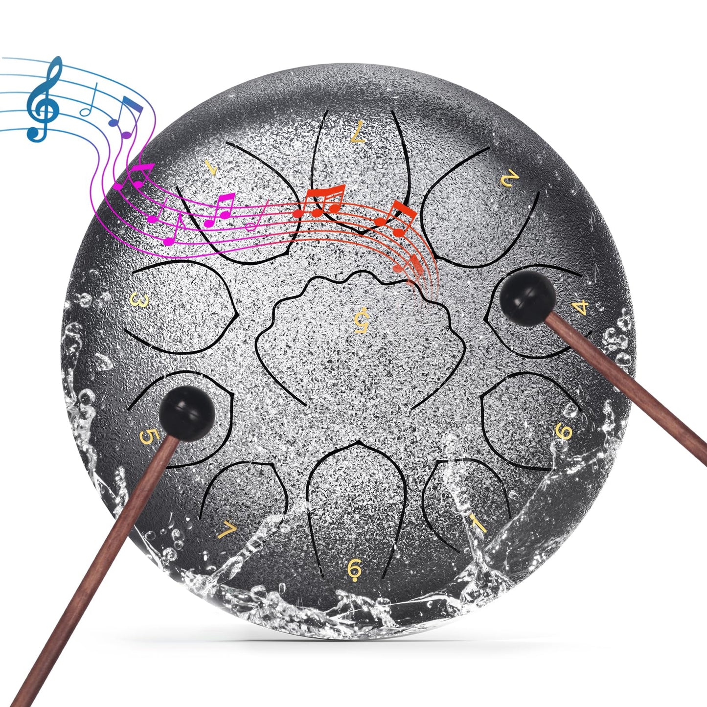 Professional Steel Tongue Drum for Adults & Kids - 6 inch Hand Percussion Instrument Rain Drum with 8 Notes for Yoga, Meditation