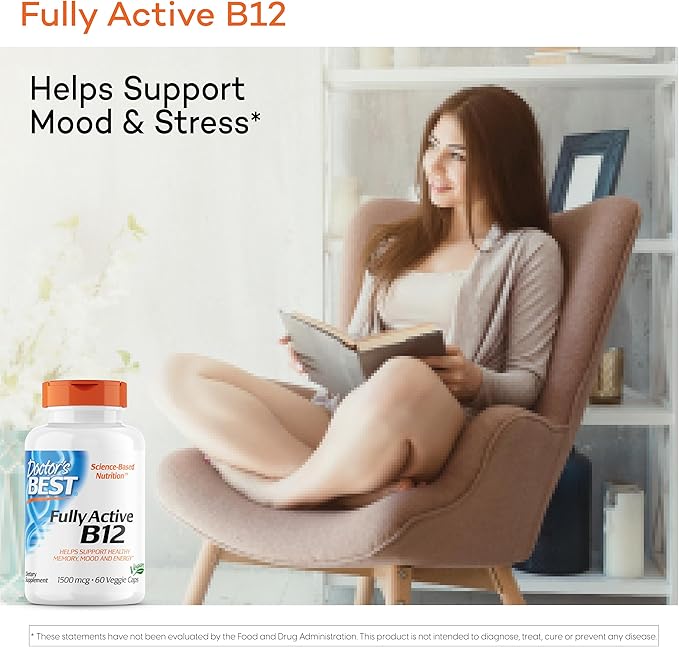 Doctor's BEST Fully Active B12 1500 mcg, Non-GMO, Vegan, Gluten Free, Supports Healthy Memory, Mood and Circulation, 60 Count (Pack of 2)
