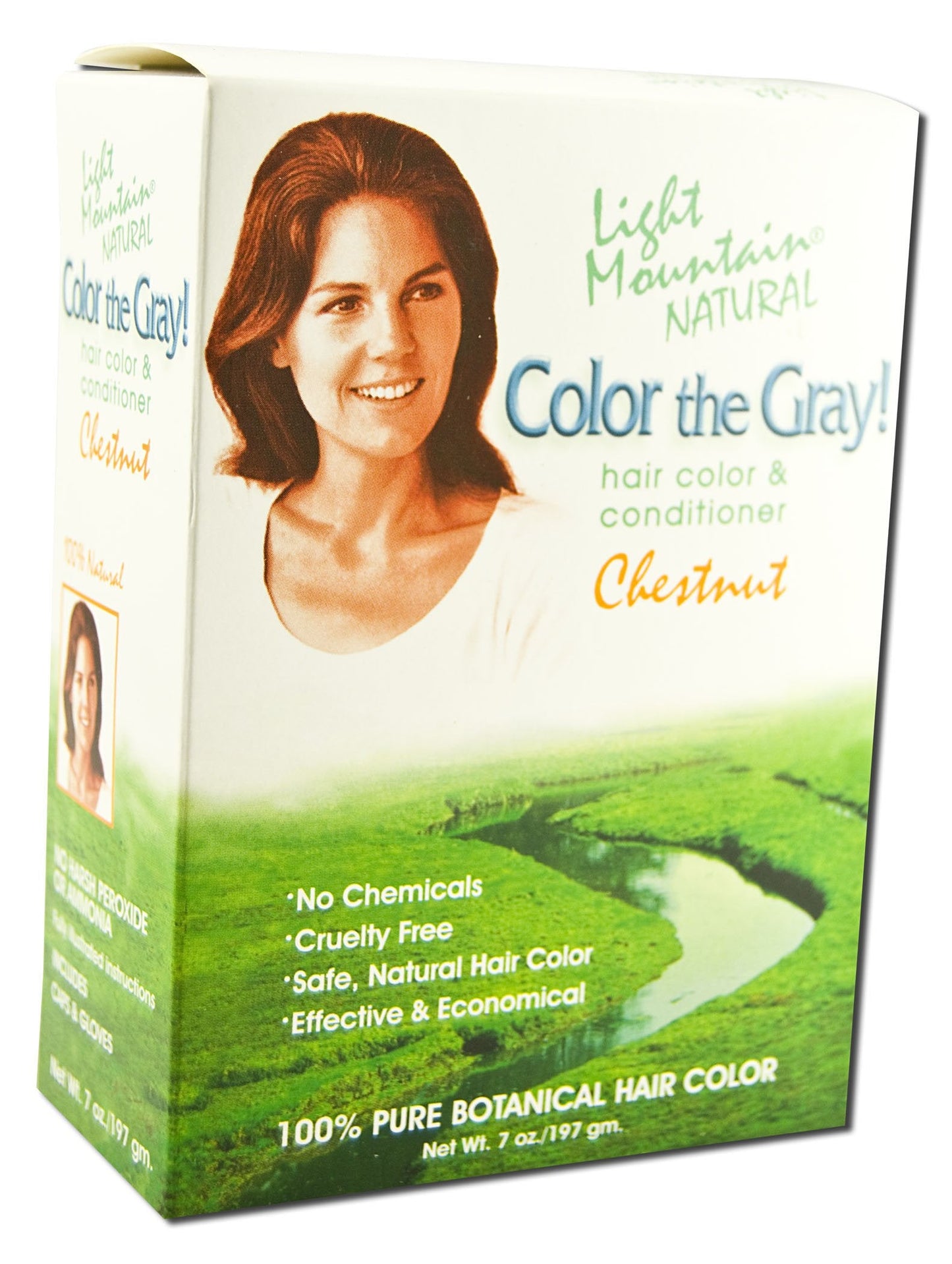 Light Mountain Natural Color The Gray! Hair Color & Conditioner, Chestnut - 7 Oz, 4 pack