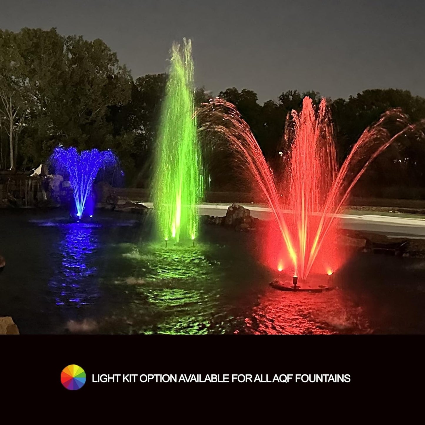 HALF OFF PONDS Floating Fountain – 3/4 HP Pond Aerator, 200' Cord – 8,000 GPH Water Pump – 11 Spray Patterns - White LED Lights - for Ponds, Lakes & Water Gardens