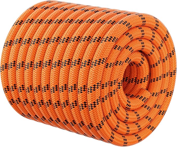 Double Braided Arborist Rigging Rope - 3/8 in X 100 ft 48 Strands Rappelling Outdoor Pulling Heavy Duty Polyester Bull Rop...