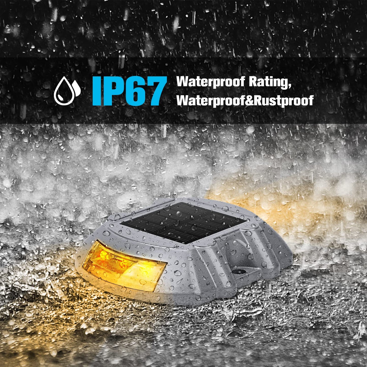 Solar Deck Lights Driveway Dock Lights, VOLISUN 8-Pack Led IP67 Waterproof Outdoor Warning Step Lights for Driveway Sidewalk Garden Pathway Yard(Warm White)