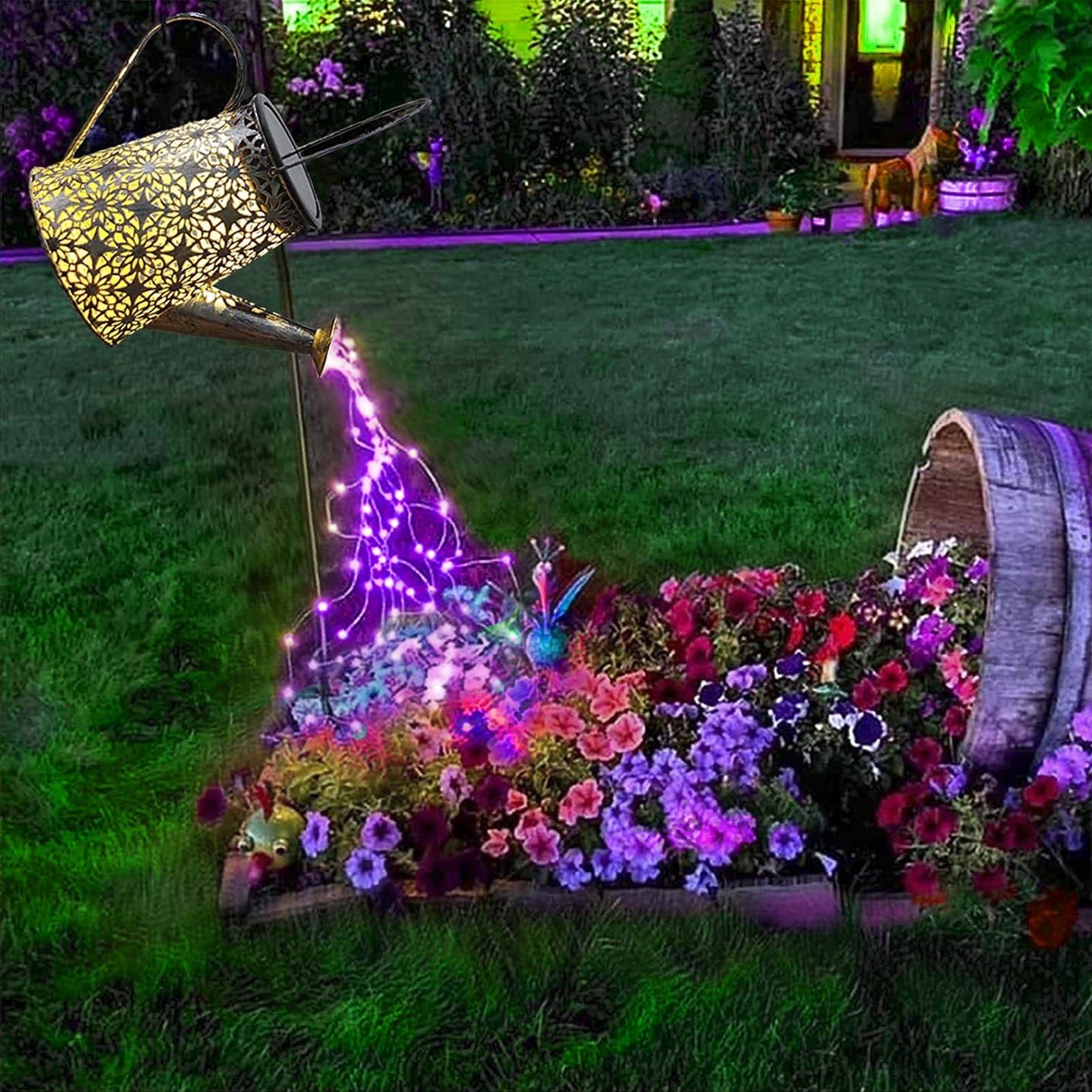 Vookry Solar Watering Can Lights, Purple Led Outdoor Lantern, Waterproof, 1 Pack, Garden Decor For Yard And Patio