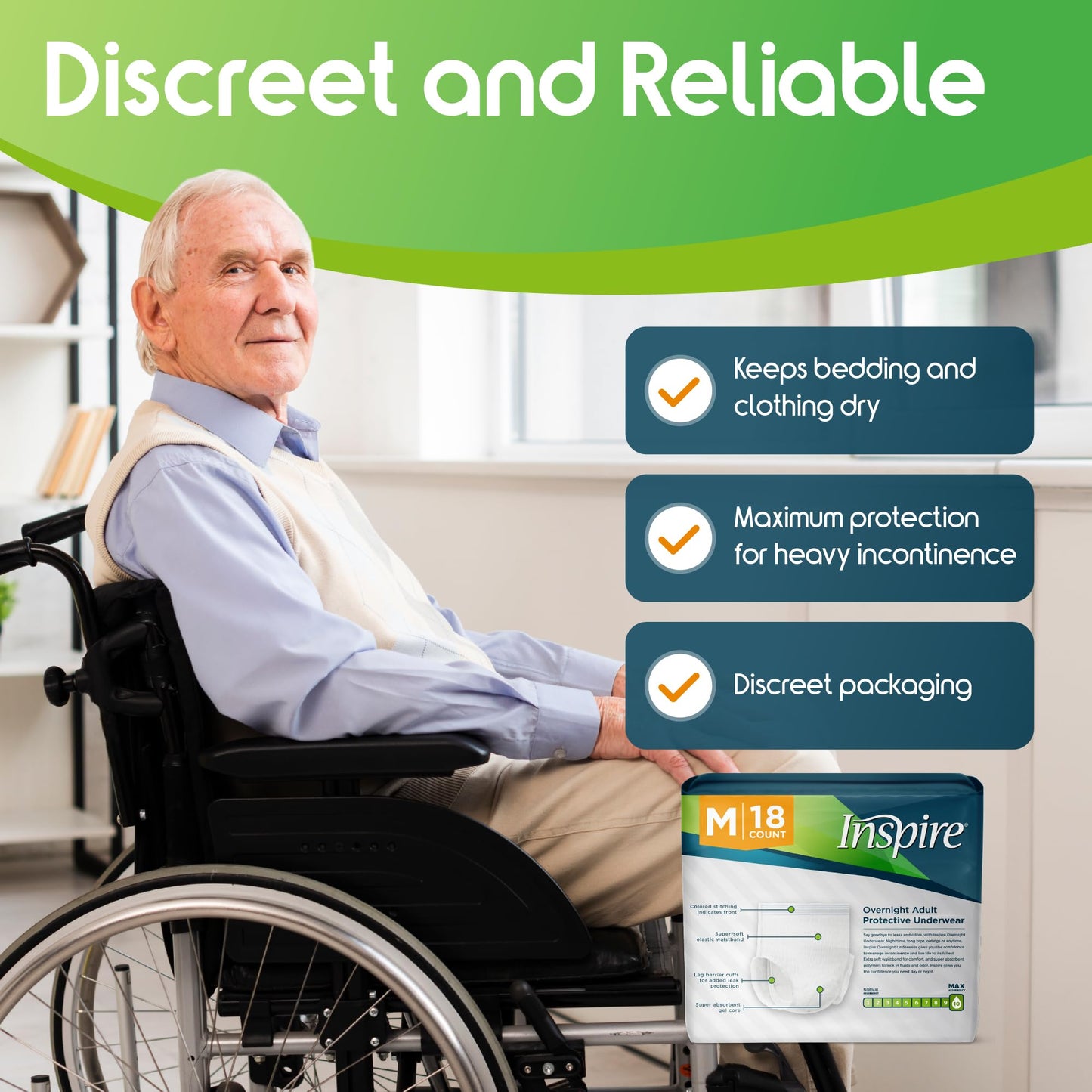 Inspire Adult Diapers Women or Men - MAX Absorbency | Our Most Absorbent and Dry, Incontinence Underwear for Women or Men | Leak Proof Diaper Overnight or Daytime for Heavy