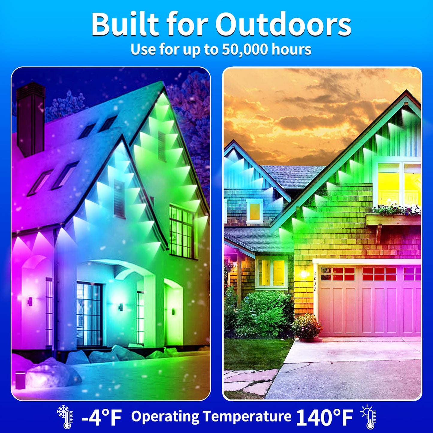 Yocrostar Permanent Outdoor Lights 200Ft Smart Outside Rgb Led Christmas Light  App Control Remote Ip67 Waterproof Eternity Eaves Lighting For Halloween House Patio Decor  Garden Decor  Decorations