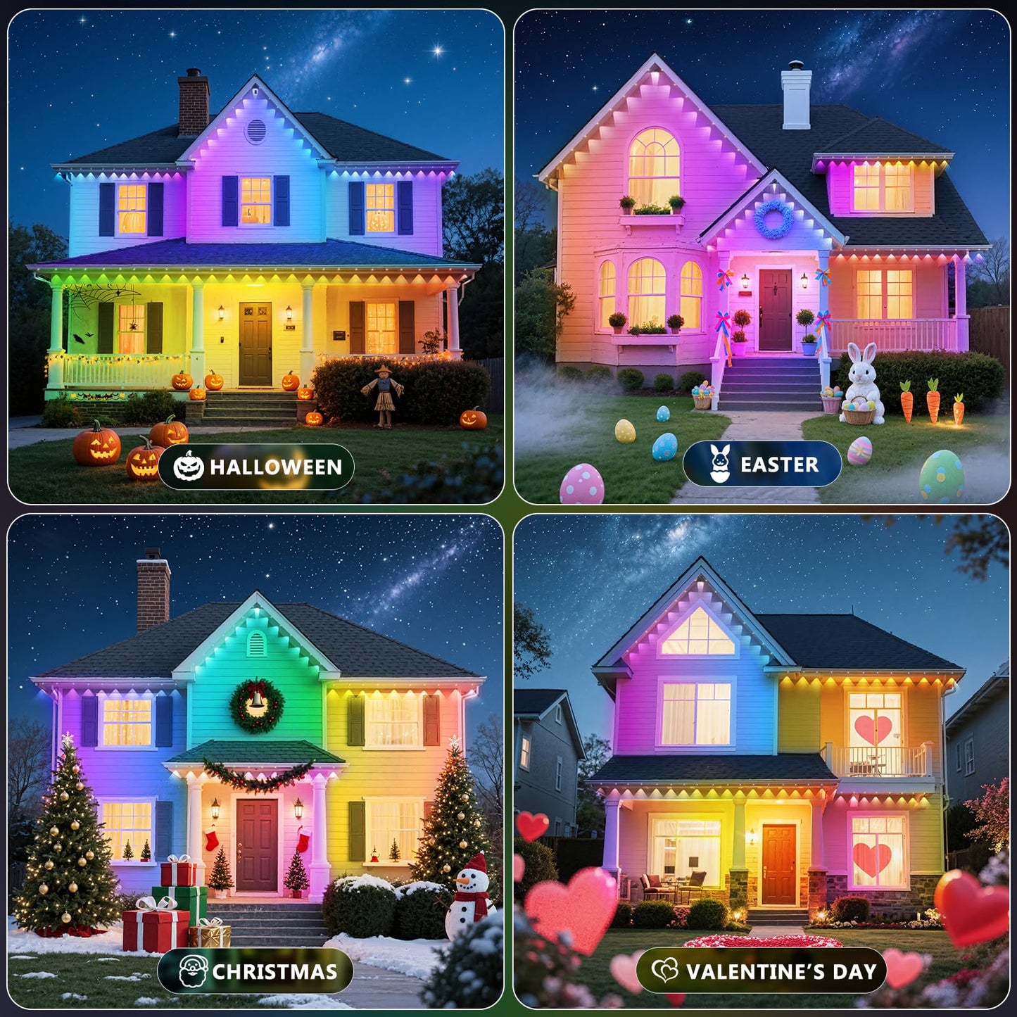 LETIANPAI 400FT Permanent Outdoor Lights,RGB Eaves Lights with App Control Remote,DIY Scene Modes IP67 Waterproof Outdoors Under Eave Lighting,Outdoor Light for Garden Decor