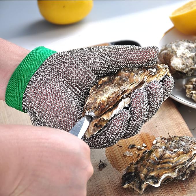 Dowellife Chainmail Glove, Cut Resistant Food Grade, Stainless Steel Mesh Metal Knife Cutting Glove for Butcher, Oyster Shucking Kitchen Mandoline Chef Slicing Fish Fillet (Medium)