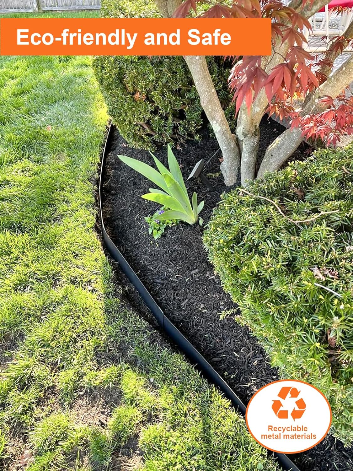 Vinci Landscape Edging Border, 40" L x 8" H 3Pack 10FT Total Black Galvanized Steel Garden Edging with Spikes, Sturdy Elegant Metal Lawn Broder for Flower Beds, Pathways, Paver Edges and Yard