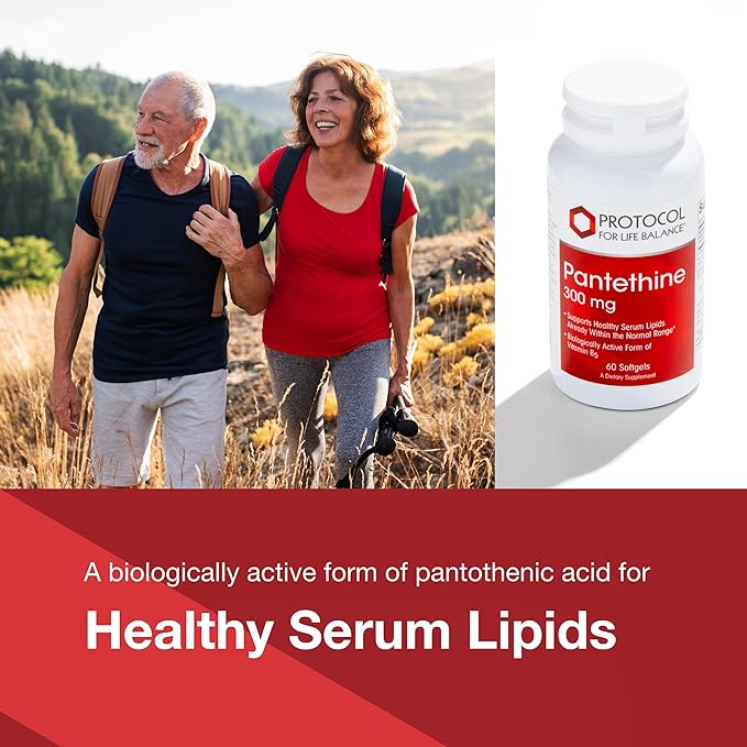 Protocol Pantethine 300mg - Active Form of Vitamin B5 - Liver Support* - Support Cholesterol Already Within Normal Range* - Pantethine Vitamin Supplement - 60 Softgels