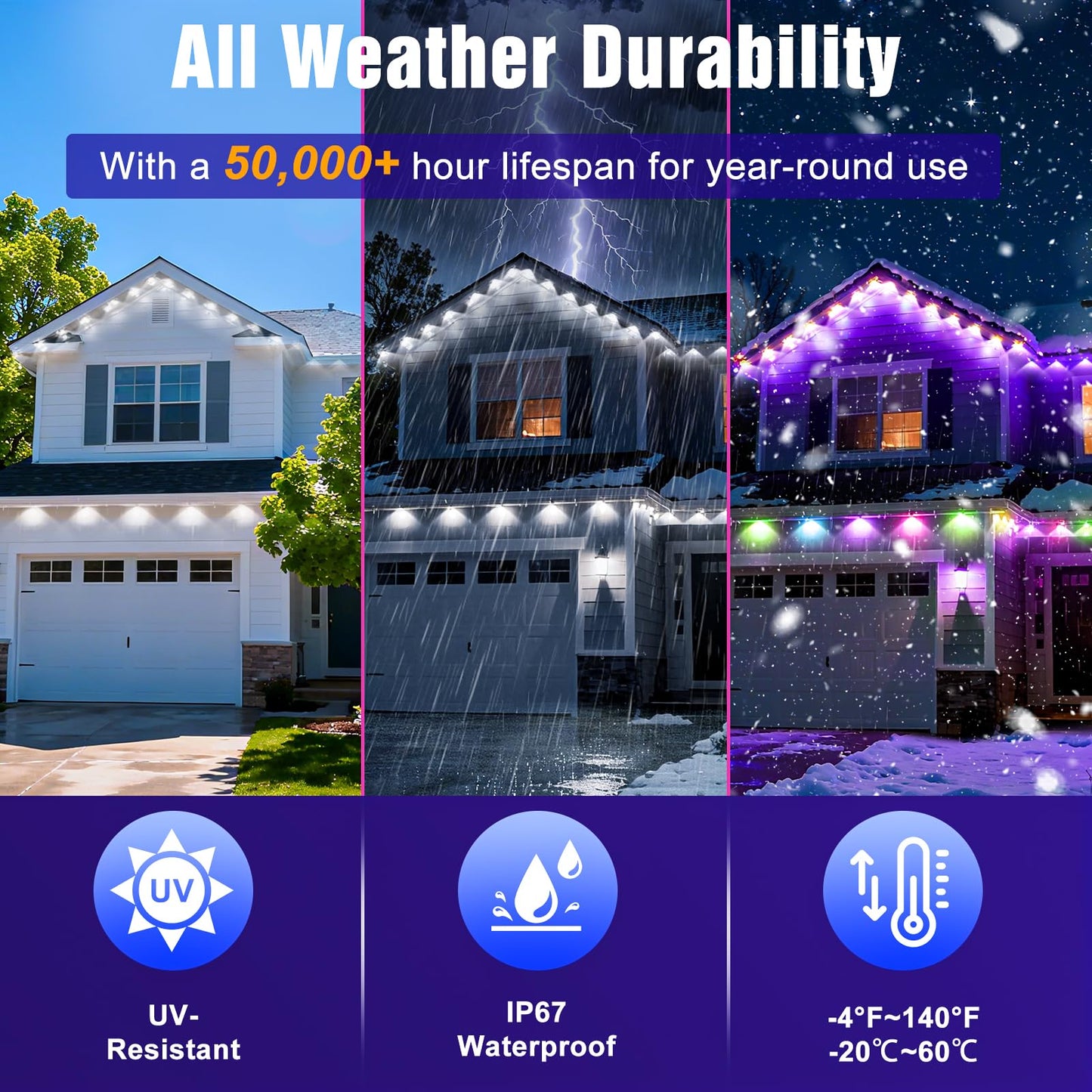 Joh Permanent Outdoor Lights  100Ft Rgb+Ic Smart Led Outdoor Lights With App/Remote Control  Diy Scene Modes Lighting & Ip67 Waterproof  Eaves Light For Christmas  Holiday  Daily Decorations