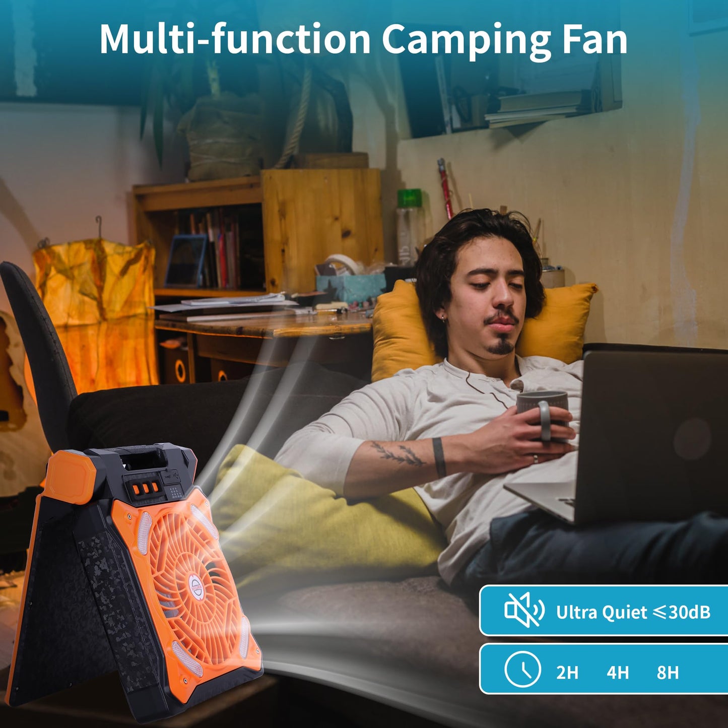 Westtree Solar Fan Battery Powered Rechargeable Solar Camping Fan With Led Lantern Power Bank Foldable Angle Usb Personal Fans F