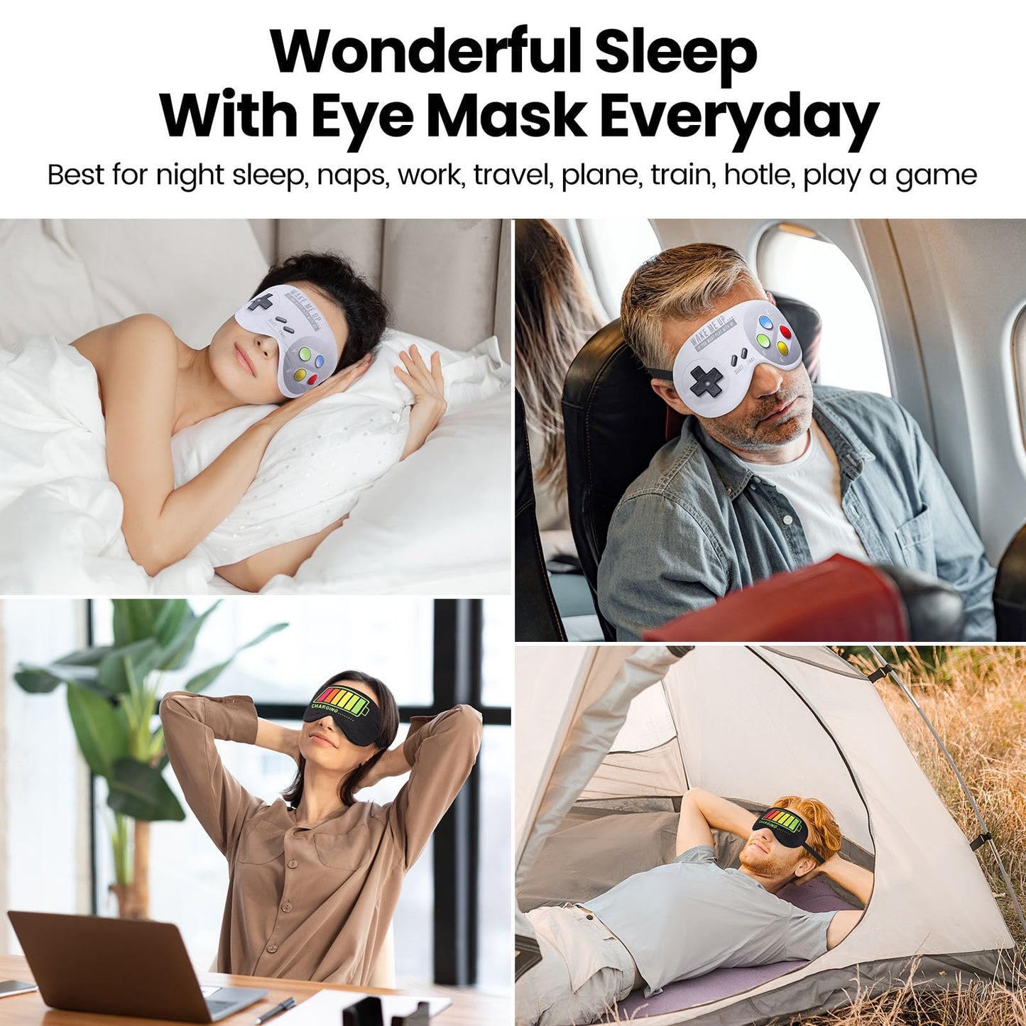 2 Pcs Sleep Eye Mask, Guys Blackout Sleeping Mask for Kids Adult Children's Travel Eye Mask Eye Cover Blindfold for Game