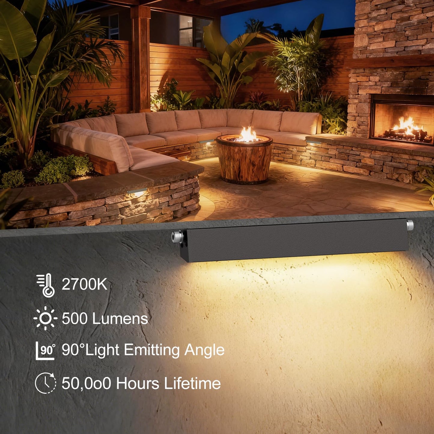 Jesled 12 Pack 7Inch Led Retaining Wall Lights  5W Landscape Lighting  Led Hardscape Lighting 12V Paver Lights Low Voltage Hardscape Lights  5W Outdoor Step Lights  2700K Warm White  Waterproof
