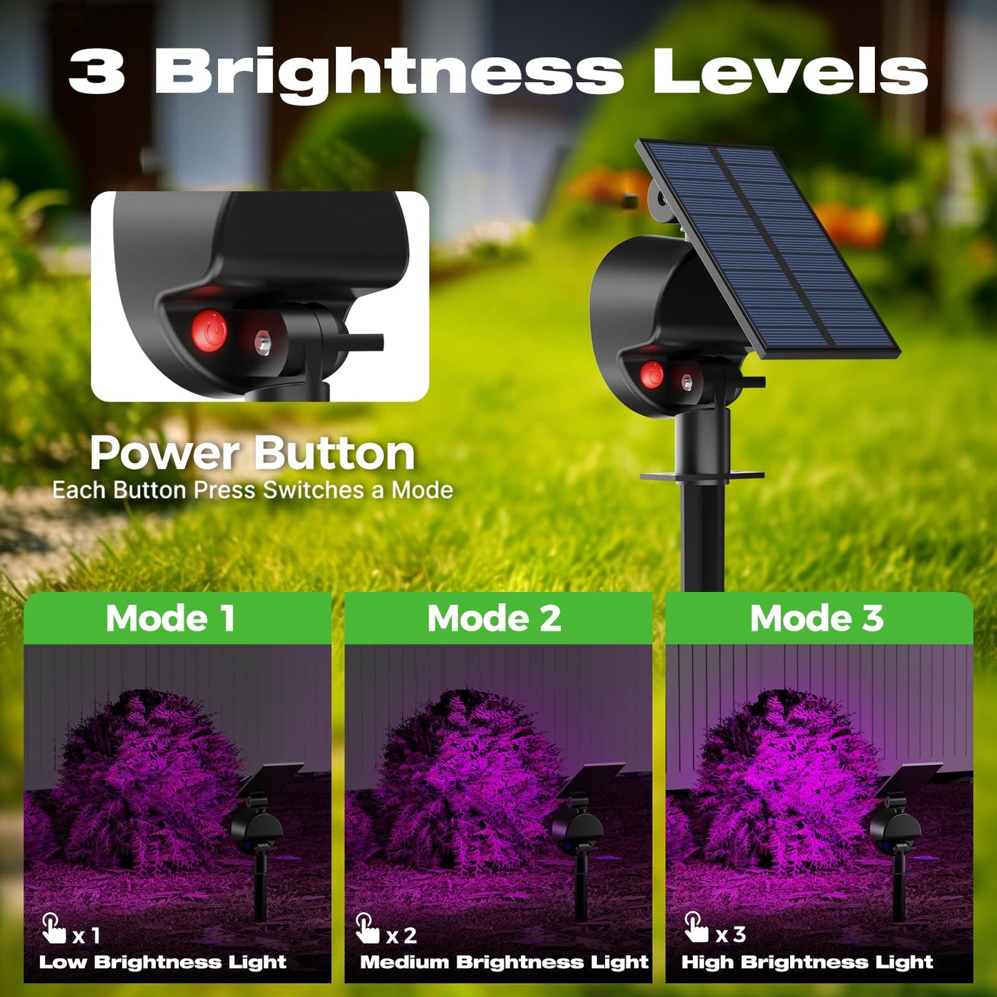 Nipify 2 Pack Solar Spot Lights Outdoor Waterproof  Solar Spotlight Light For Outside Yard Landscape Lighting Pathway Lights Wall Auto On/Off  Purple