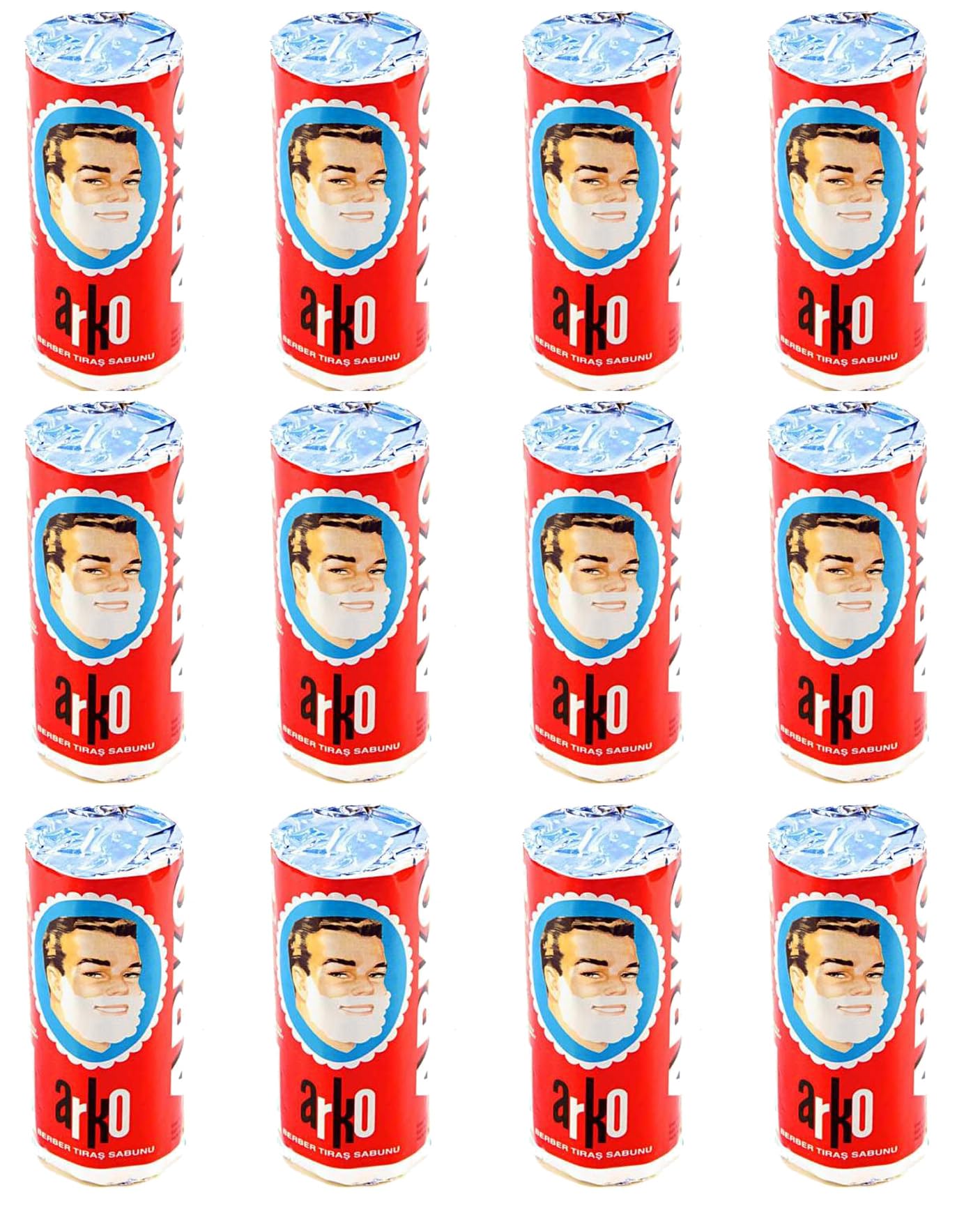Arko Men Face Shaving Soap Stick, Sensitive skin shave cream, White, ( Pack Of 12 )