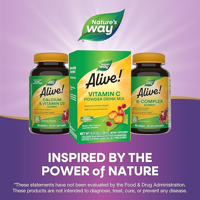 Nature's Way Alive! Vitamin C Powder Drink Mix from Organic Acerola, 4.23 oz.